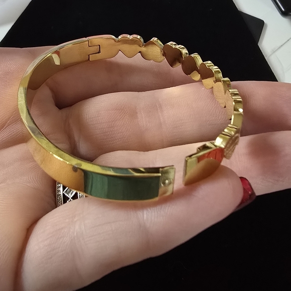 18K PLATED GOLD TITANIUM STEEL LUX INSPIRED BANGLE BRACELET - Picture 4 of 11